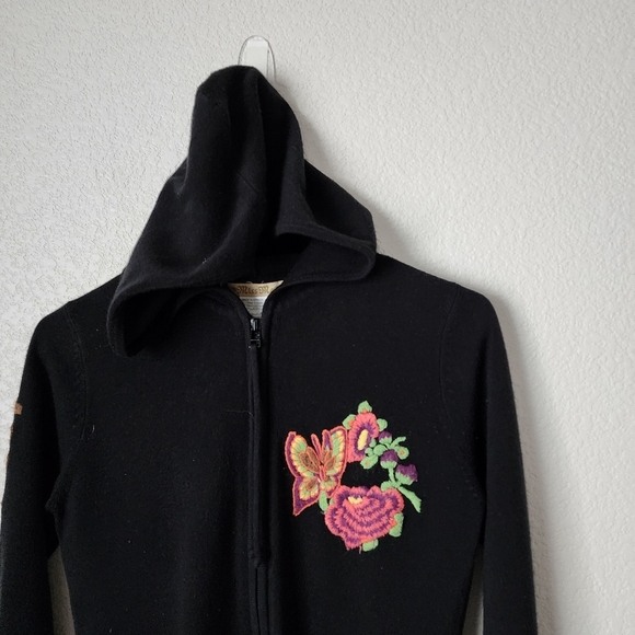 MISS ME x VINTAGE Y2K full zip hoodie butterfly flower in black S - Picture 5 of 5